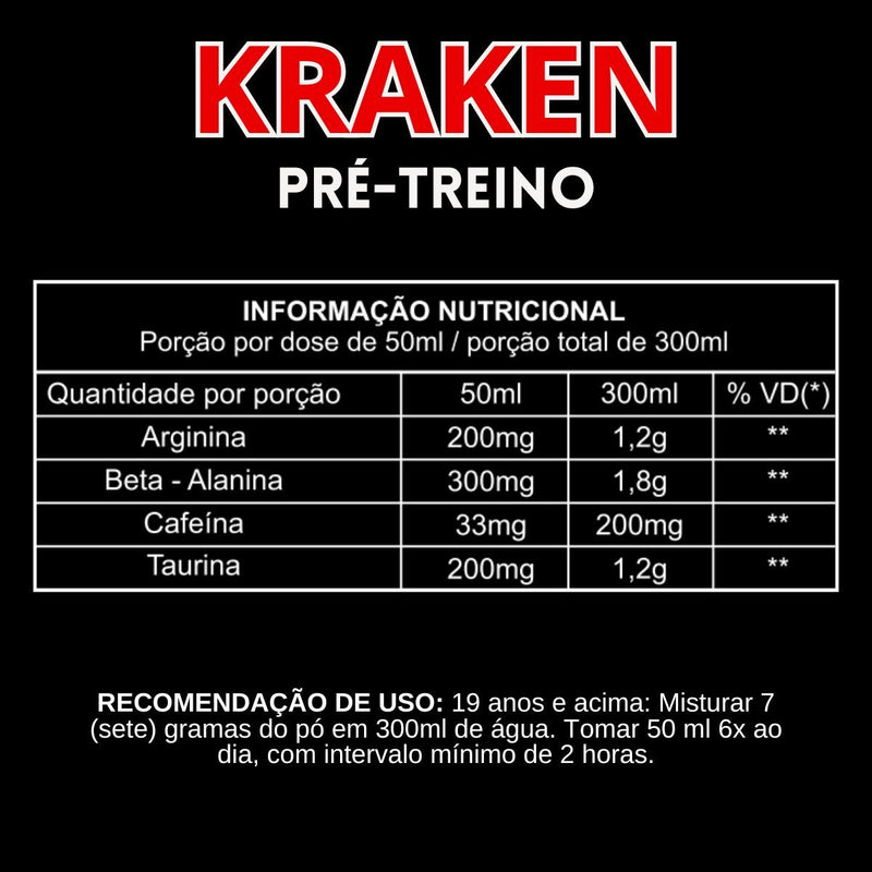 PRÉ TREINO KRAKEN 250G SABOR MORANGO