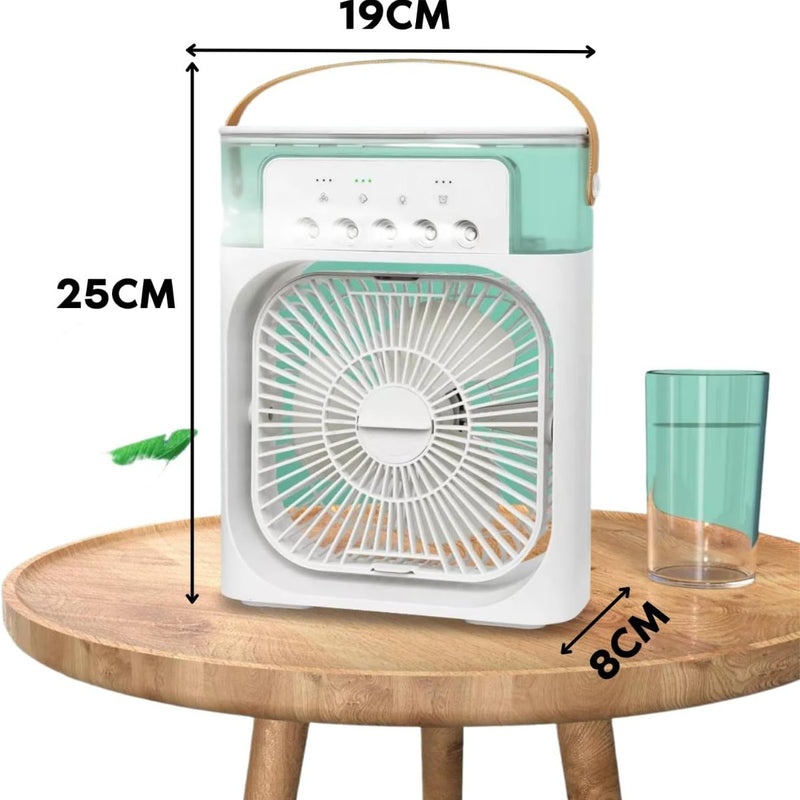 Ventilador Portátil grande de mesa Umidificador Climatizador Led Água e Gelo 3 Velocidades Led